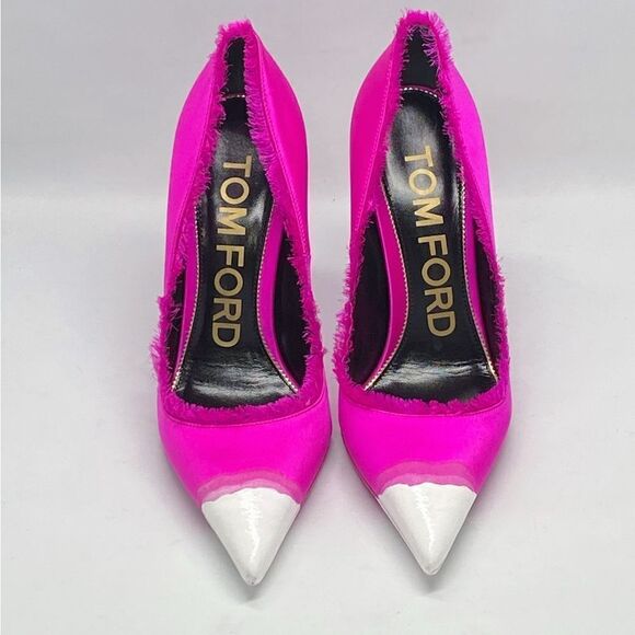 Tom Ford Frayed Dégradé Satin Pumps Pink size 38 - Picture 5 of 16